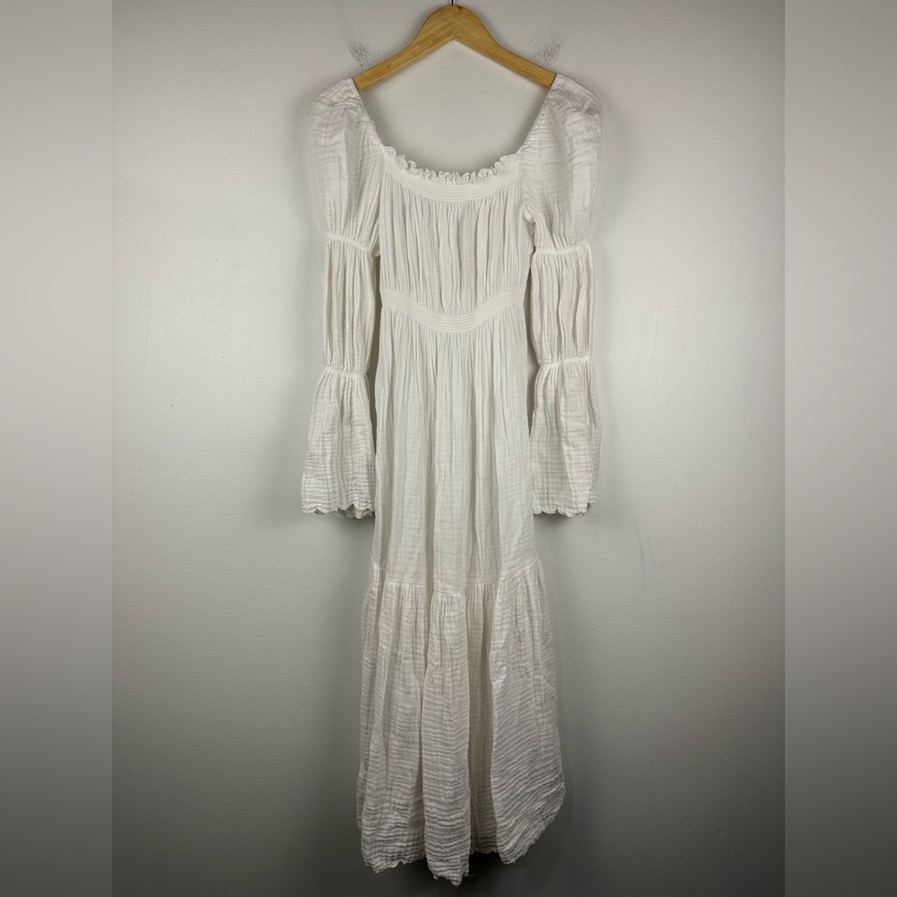 NOTHING FITS BUT Seine Maternity Gown Cotton Gauze Nursing Off Shoulder Sz S/M - Picture 4 of 12